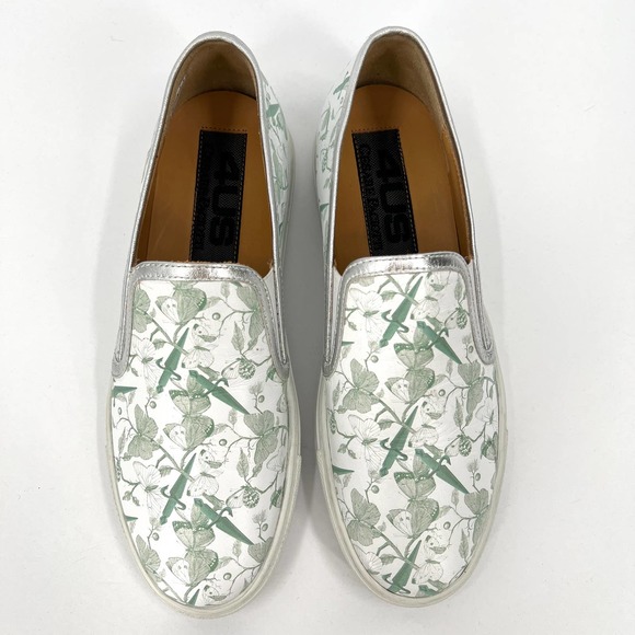 CESARE PACIOTTI 4US Shoes Women 36 White Green Butterfly Printed Slip On Sneaker - Picture 6 of 11
